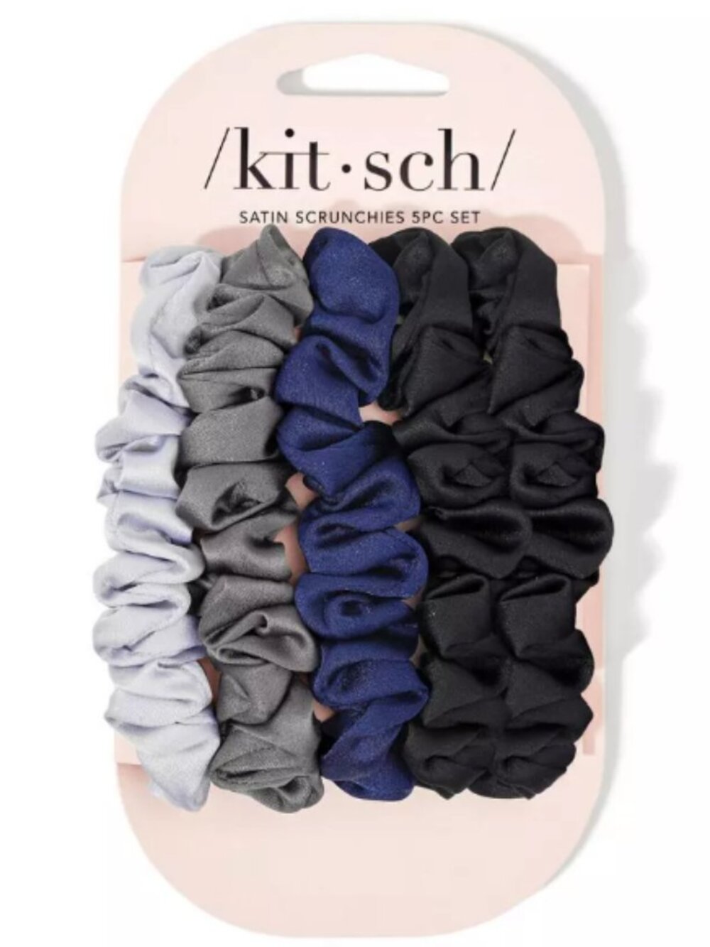 Kitsch Ultra Petite Satin Scrunchies, Midnight, 5 CT